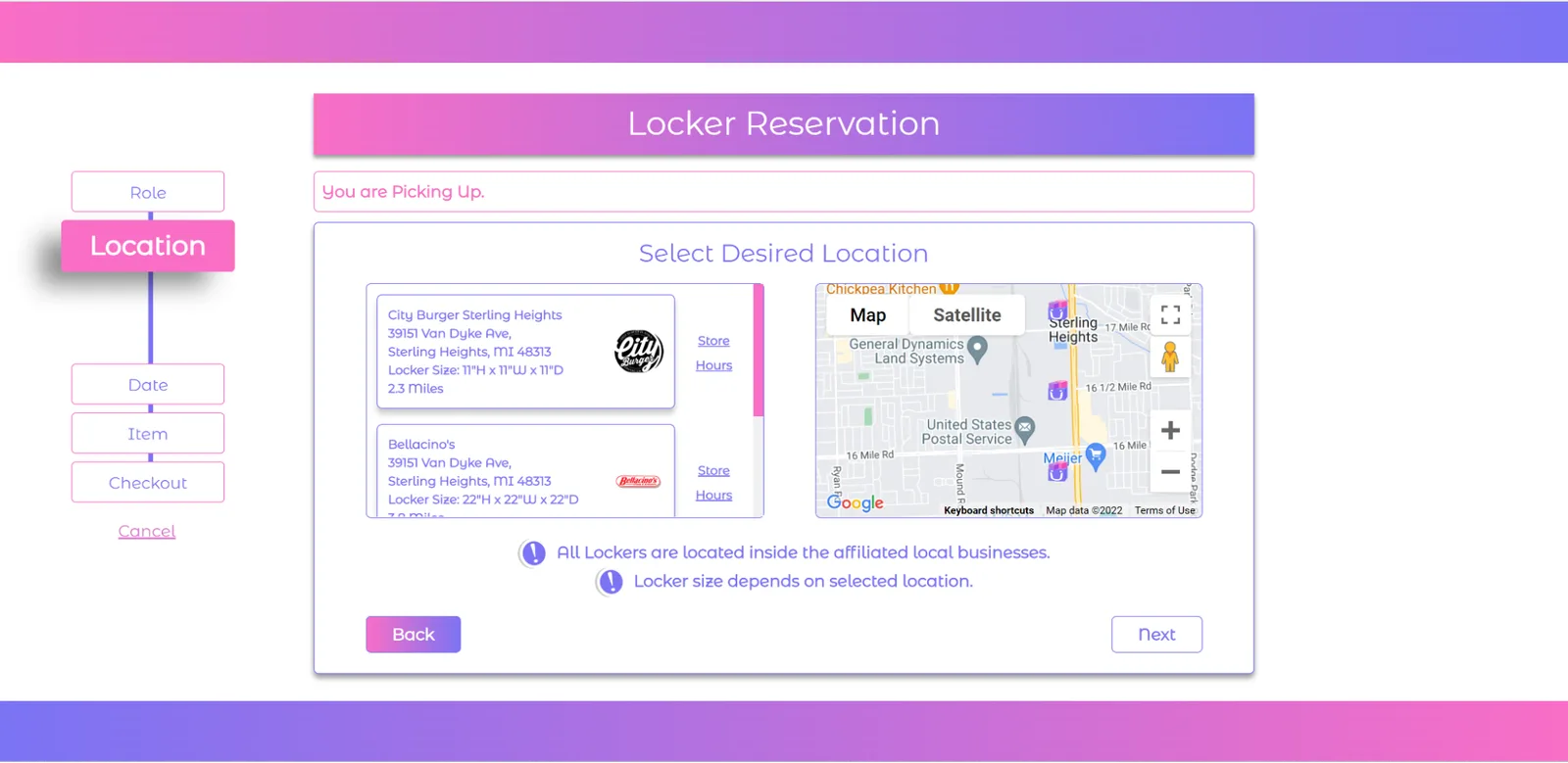 Locker Reservation Booking Flow — screen 2